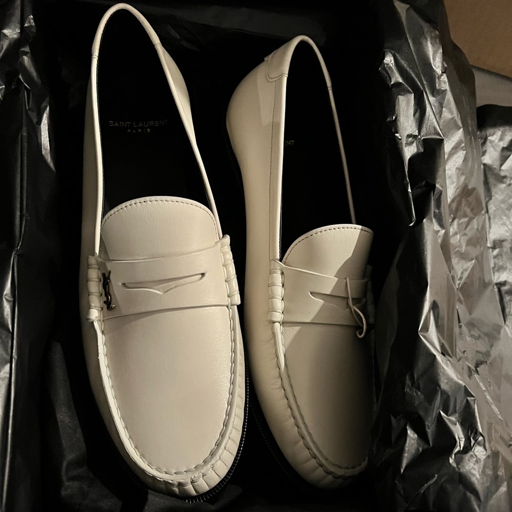 White mens YSL saint Laurent Twenty 15 Mens loafer